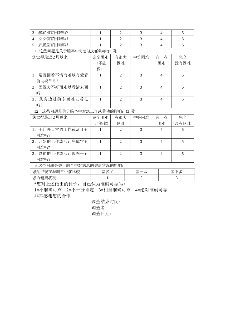 脑卒中专用生活质量量表_第3页