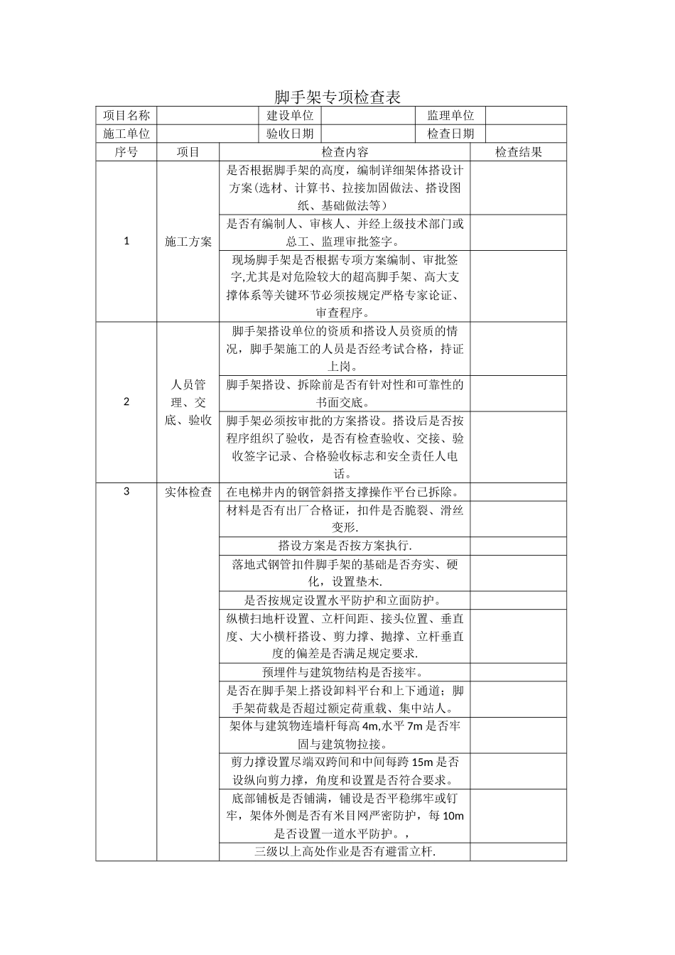 脚手架专项检查表_第1页
