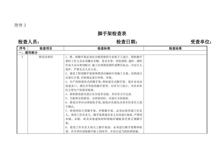 脚手架检查表_第1页