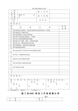 脚手架检查验收表
