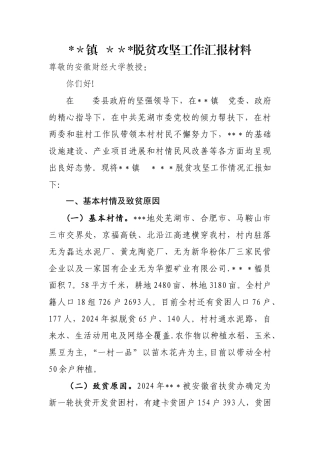 脱贫攻坚村出列工作汇报材料