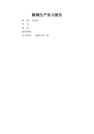 自动化鞍钢实习报告