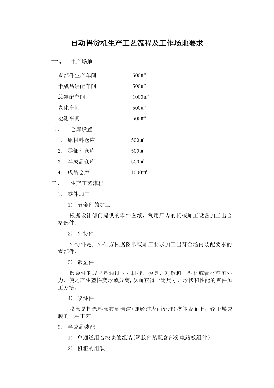 自动售货机生产工艺流程及生产场地要求_第1页