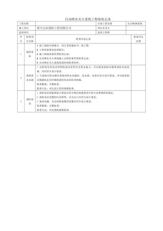 自动喷水灭火系统工程验收记录