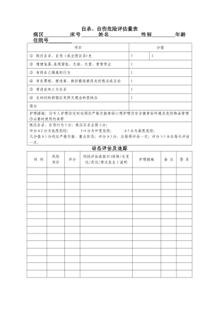 自杀、自伤危险评估量表