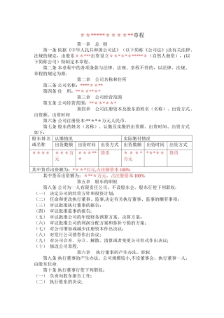 自然人独资公司章程