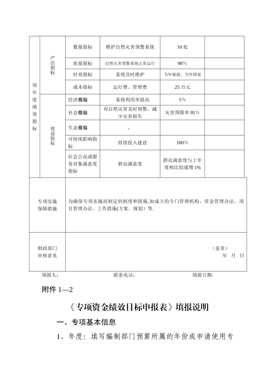 自然灾害系统运行维护费绩效目标申报表_第2页