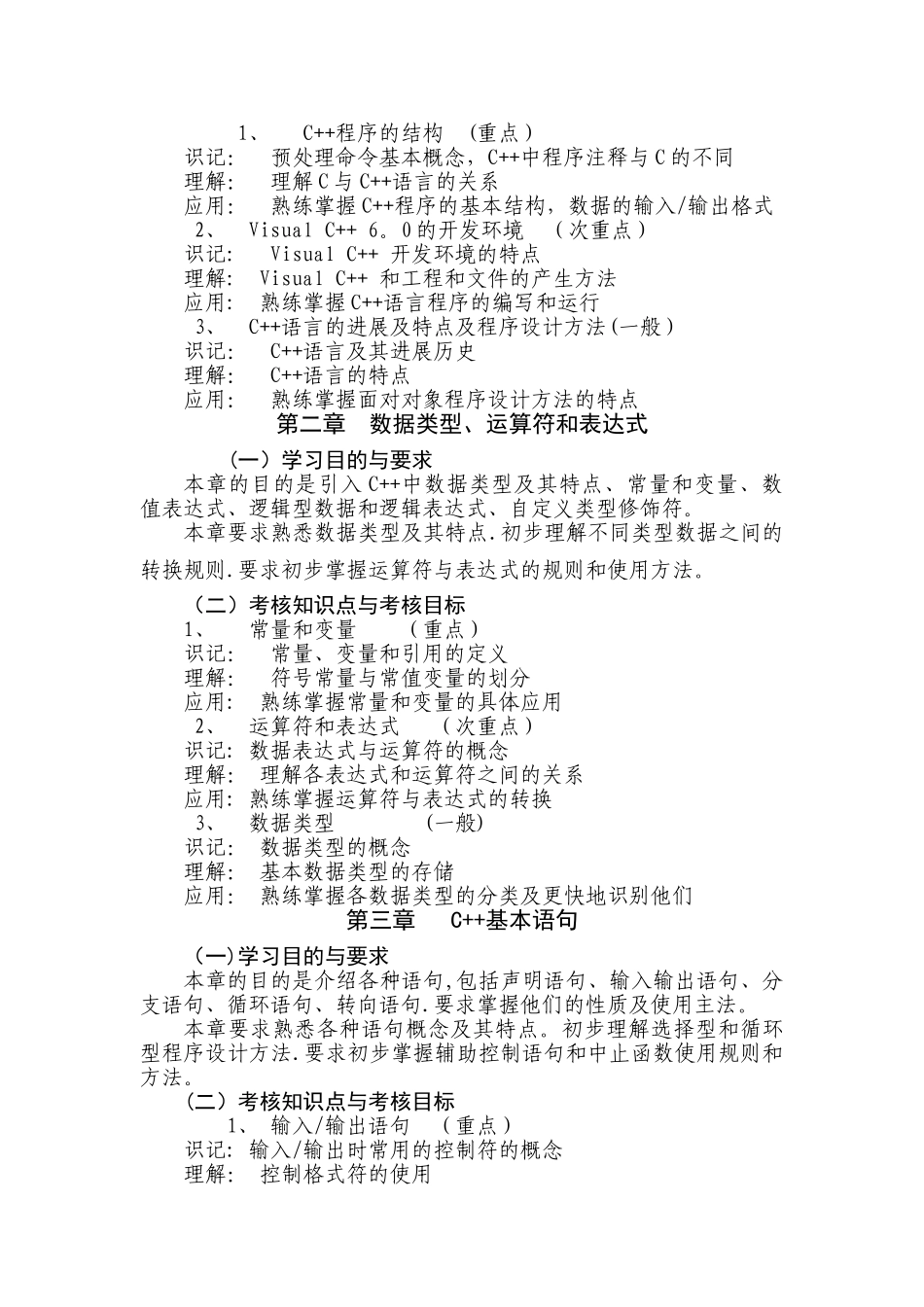 自考C++程序设计考核大纲_第2页