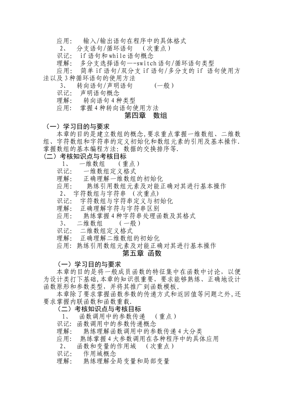 自考C++程序设计考核大纲_第3页