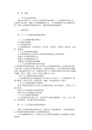 自考人力资源管理考试大纲