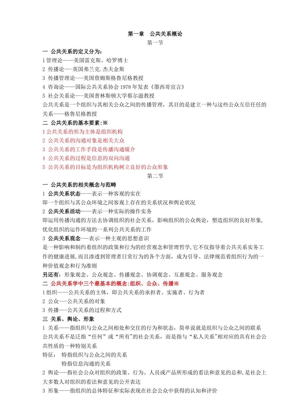 自考公共关系学重点笔记_第1页