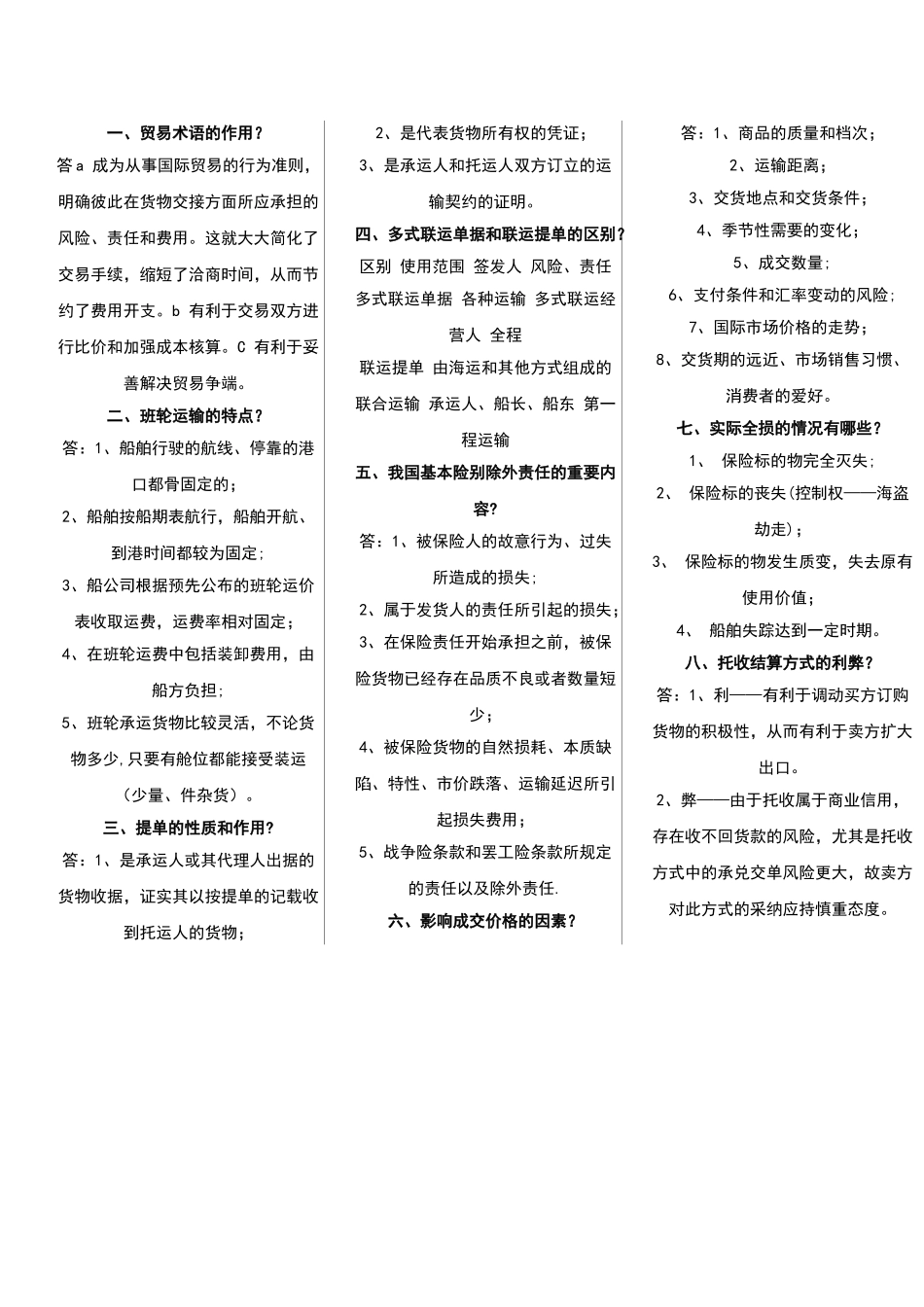 自考国际贸易实务重点简答题_第2页