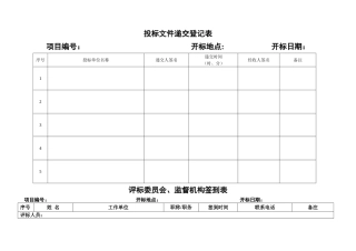自行采购开标评标表格