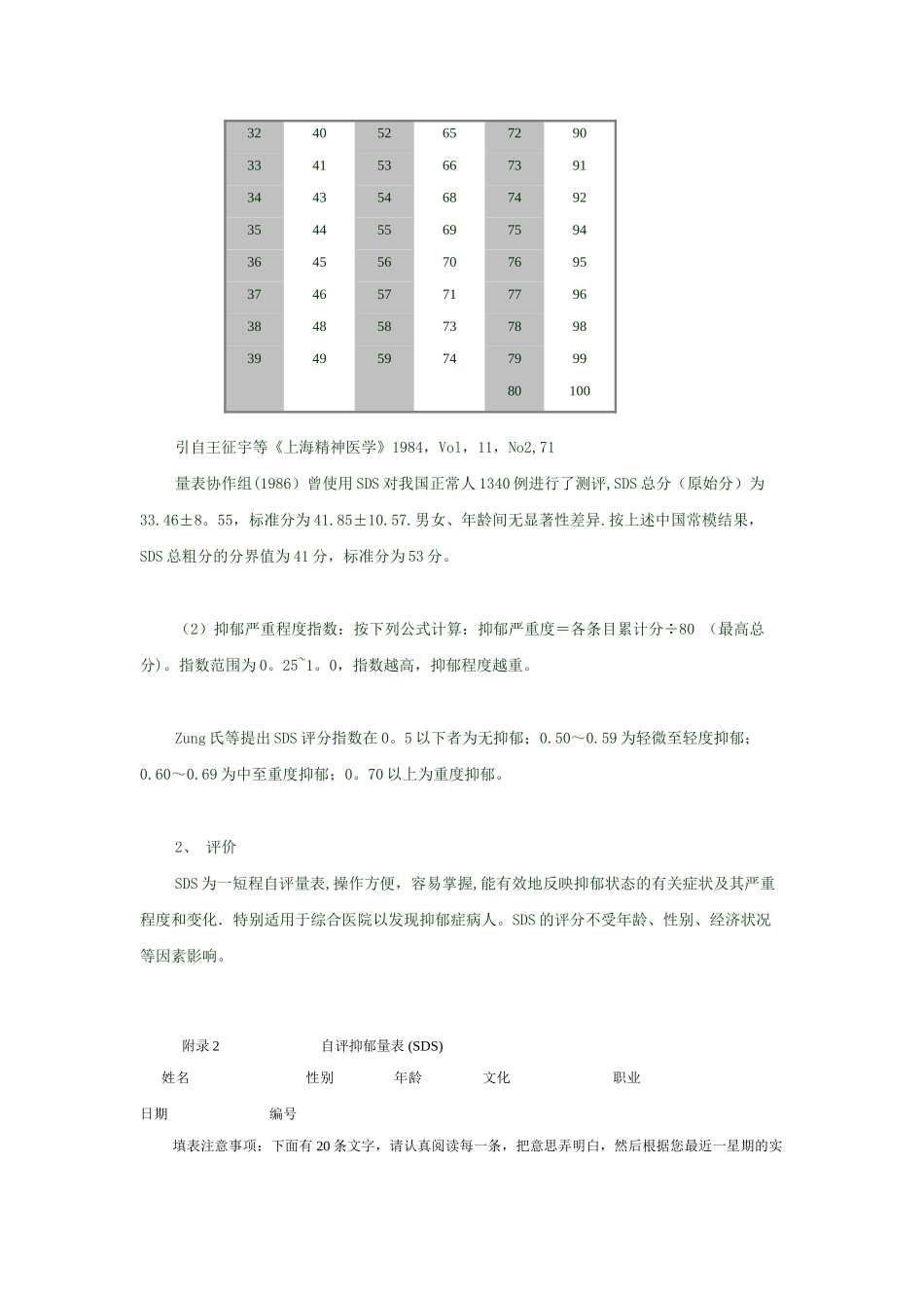 自评抑郁量表-带评分方法_第3页