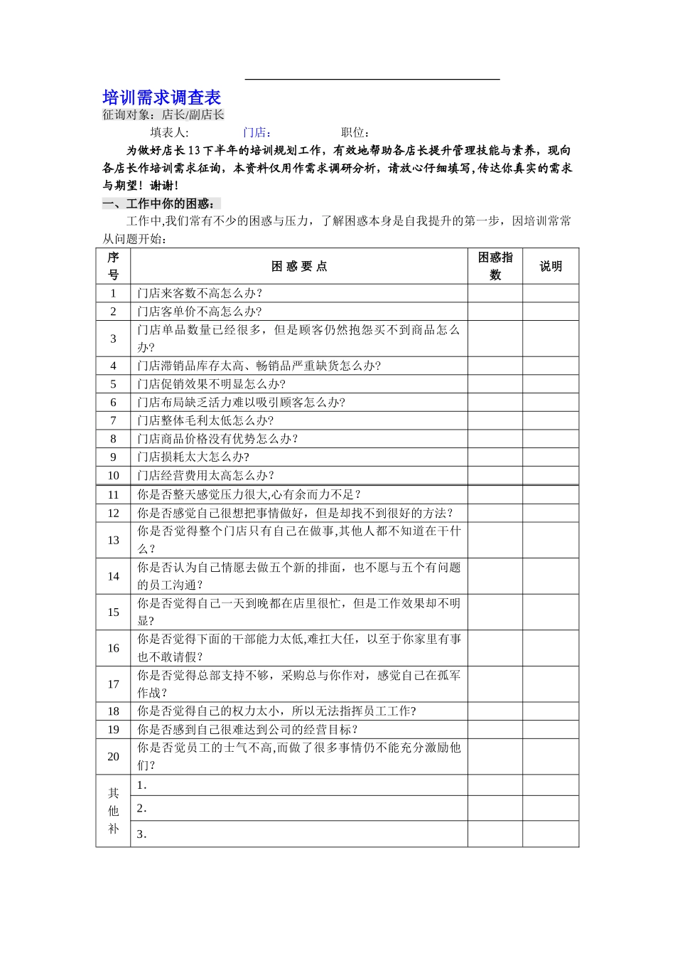 舒立平-培训需求考核表_第1页