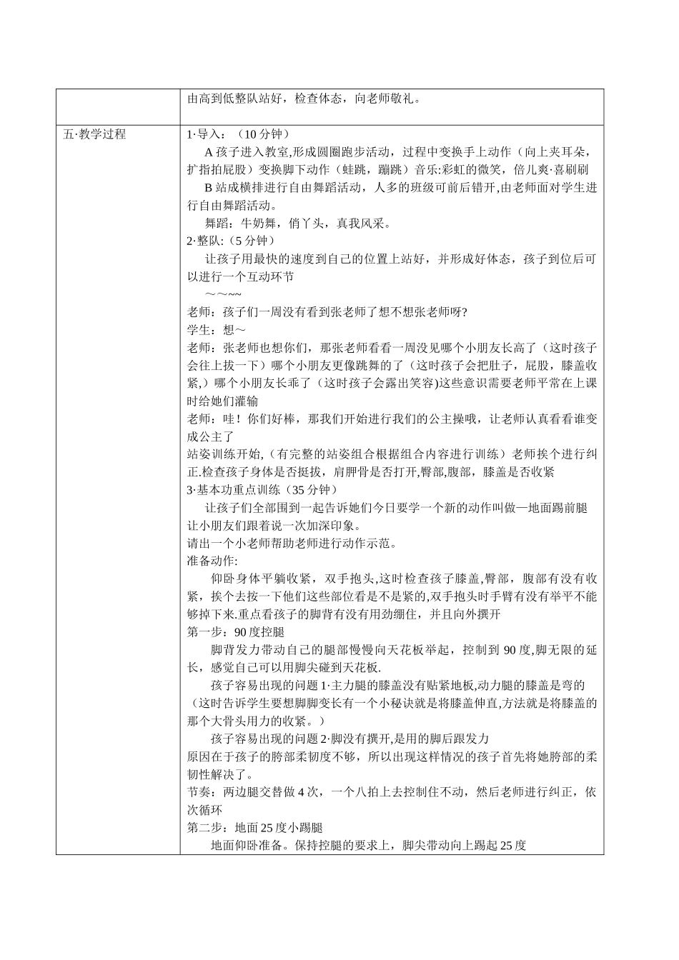 舞蹈课教案模板_第2页