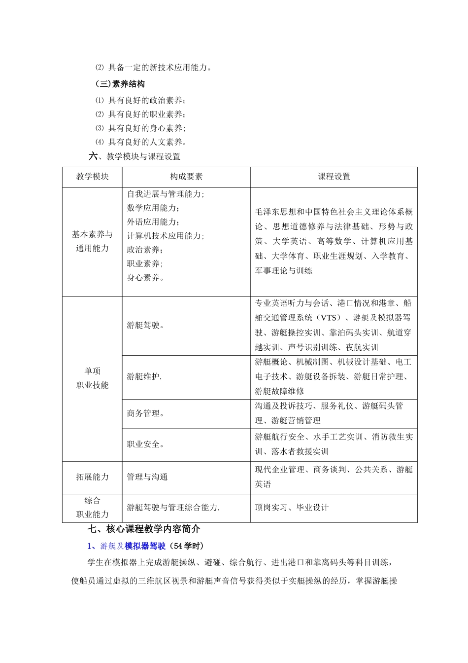 航海技术专业游艇驾驶与管理方向人才培养方案_第2页