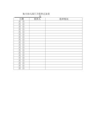 航天幼儿园门卫值班记录表