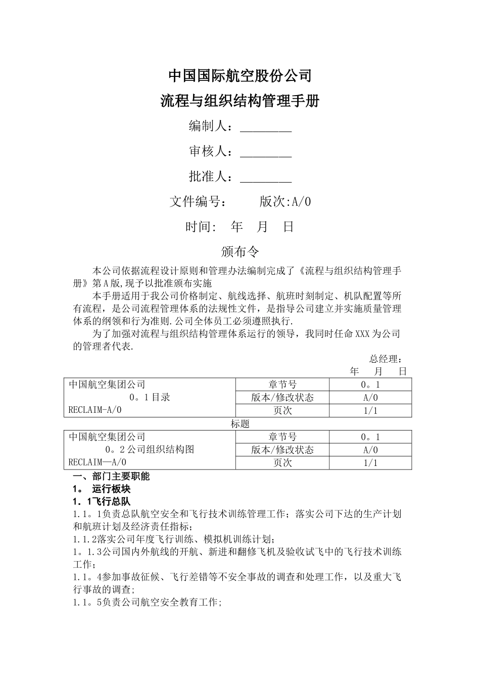 航空公司流程与组织结构管理手册_第1页