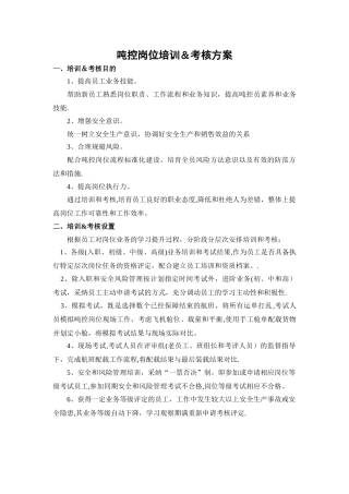 航空货运公司吨控岗位培训考核方案