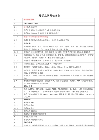 船舶各岗位上岗考核内容