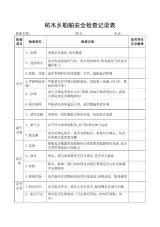 船舶安全检查记录表