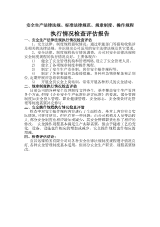 船舶安全生产法律法规、规章制度、操作规程执行情况检查评估报告