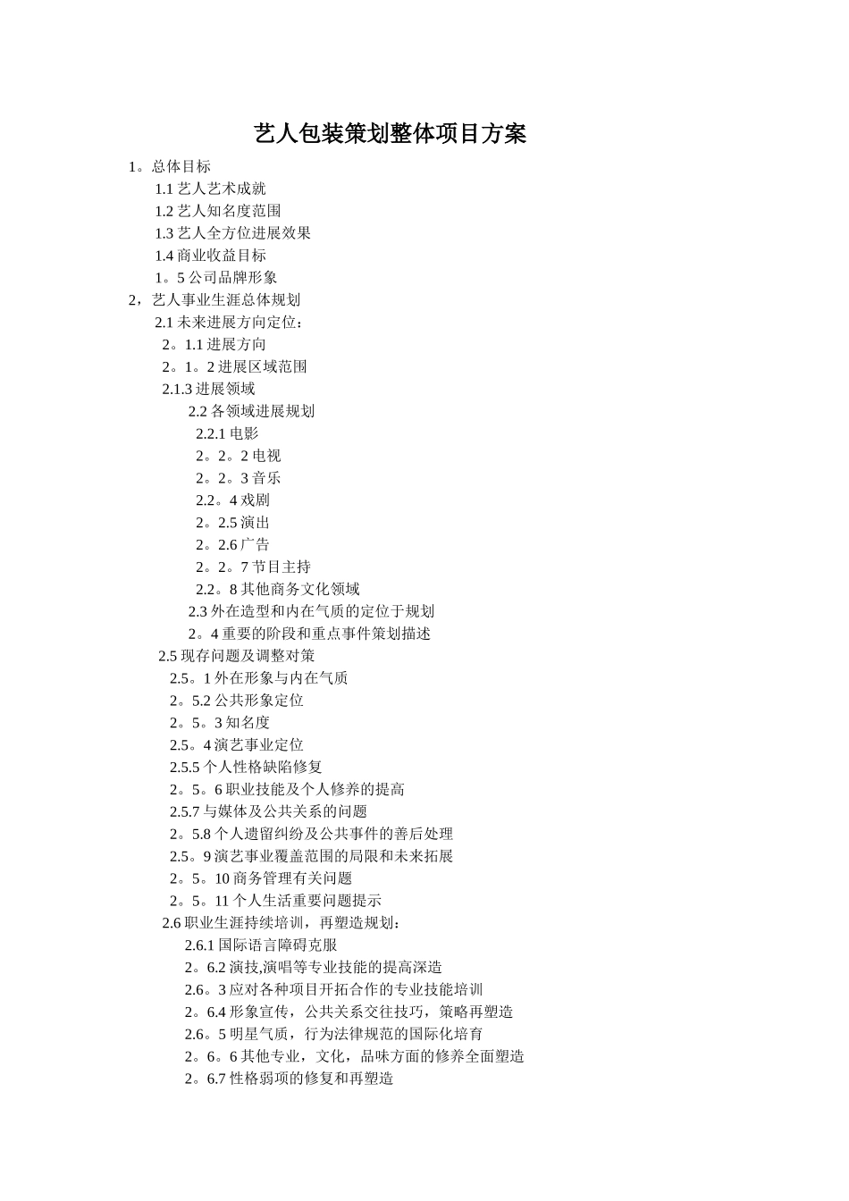 艺人包装策划整体项目方案_第1页