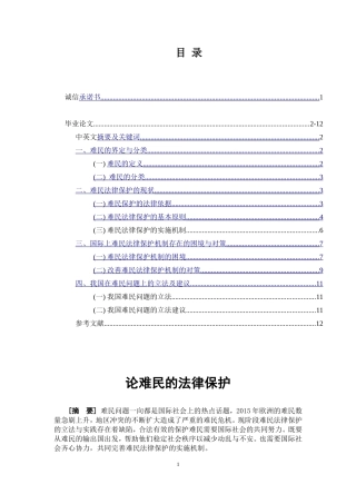 论难民的法律保护  法学专业