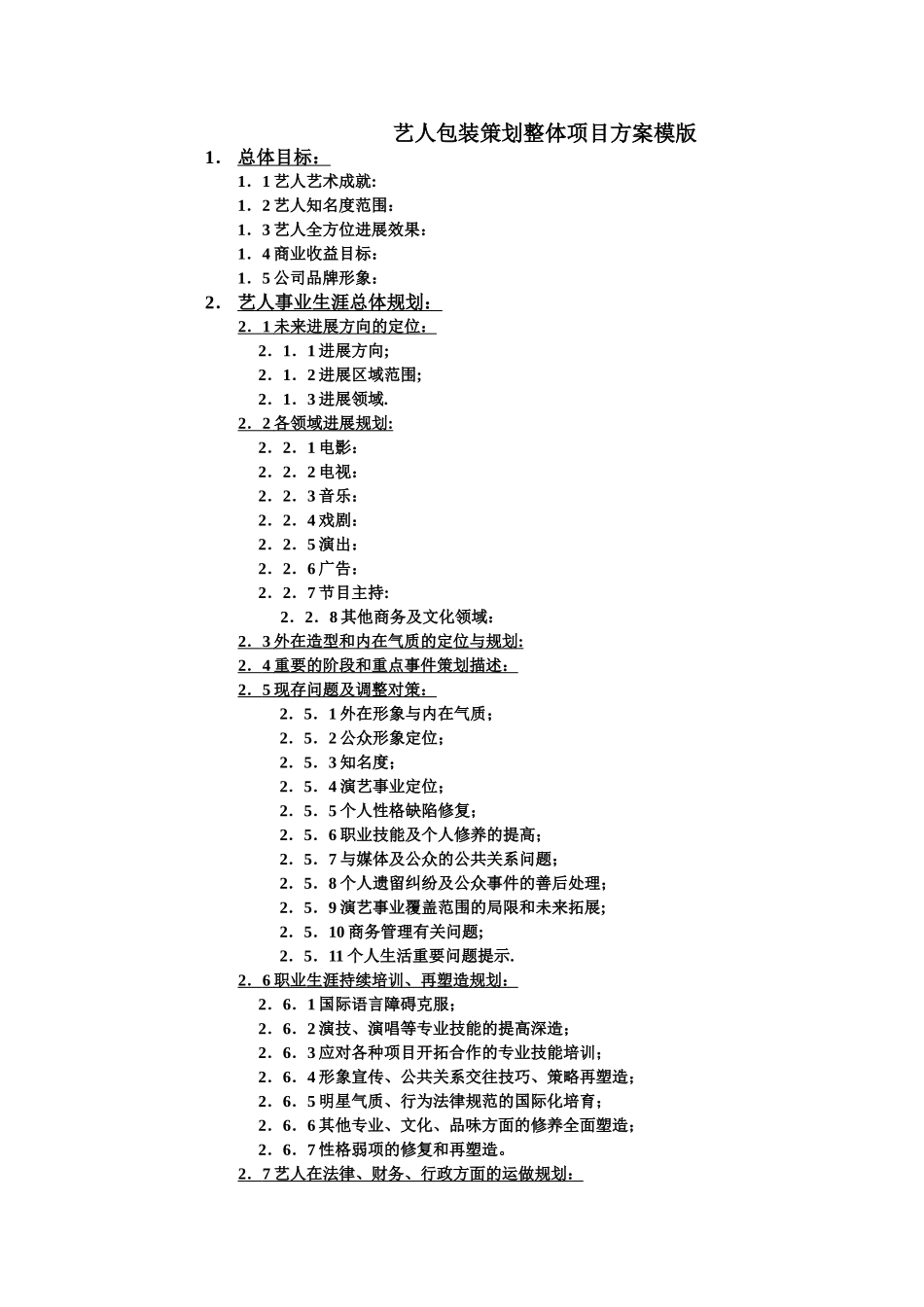 艺人包装策划方案模版_第1页