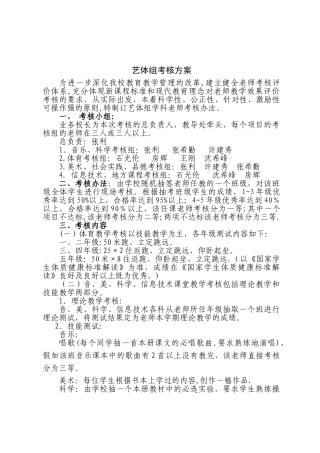 艺体组考核方案
