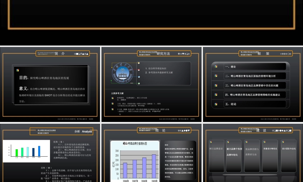 崂山啤酒在青岛地区的品牌营销问题与对策研究  答辩PPT