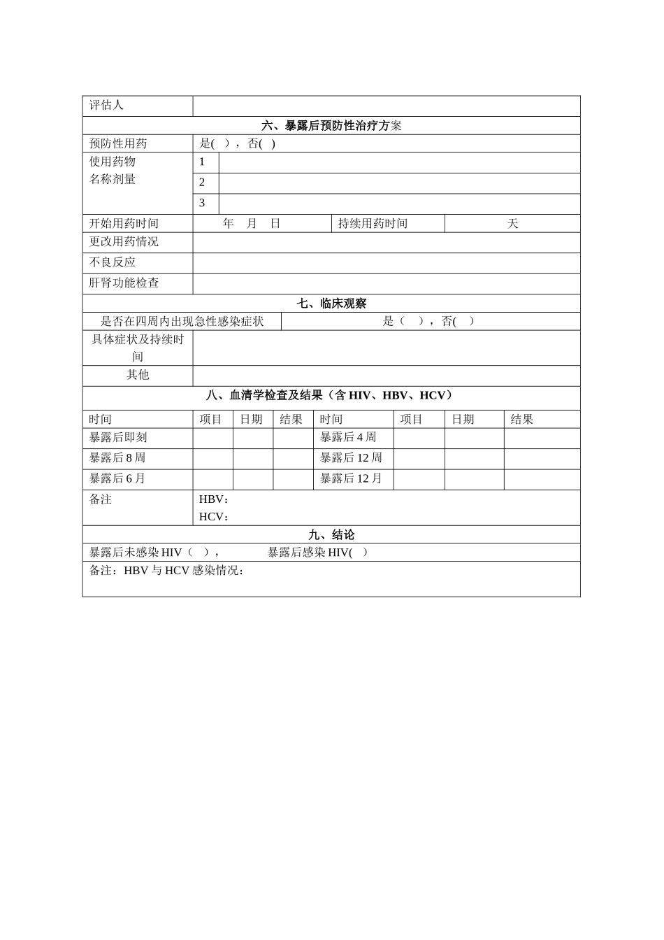 艾滋病职业暴露登记表_第2页