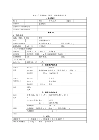 艾滋病职业暴露登记表