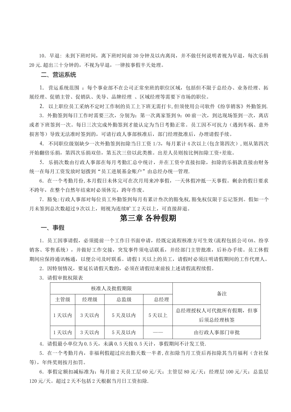 艾琪美业公司考勤管理制度_第3页