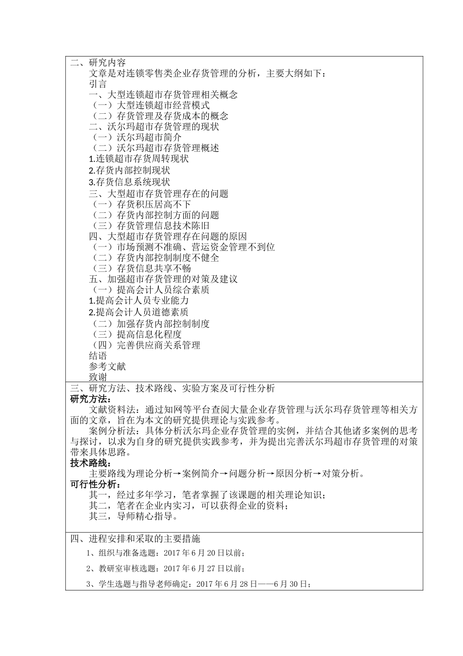 开题报告  工商管理专业 连锁零售类企业存货管理分析——以沃尔玛超市为例_第3页