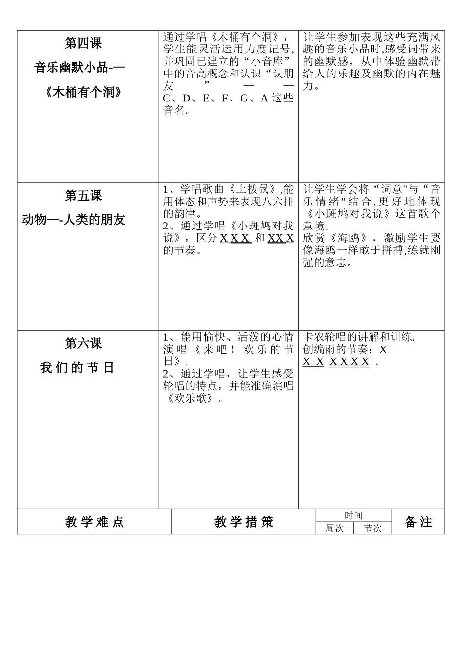 花城版三年级音乐下册教学计划_第3页