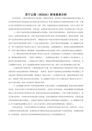 苏宁云商财务报表分析
