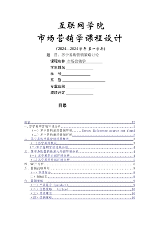 苏宁易购营销策略研究