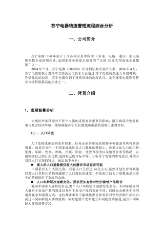 苏宁电器物流管理流程综合分析