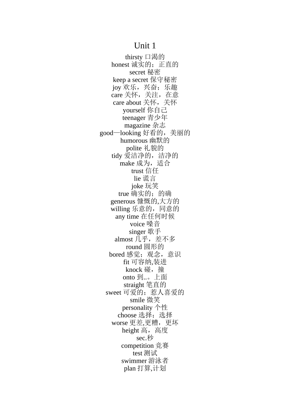 苏教版八年级上册英语词汇表_第1页