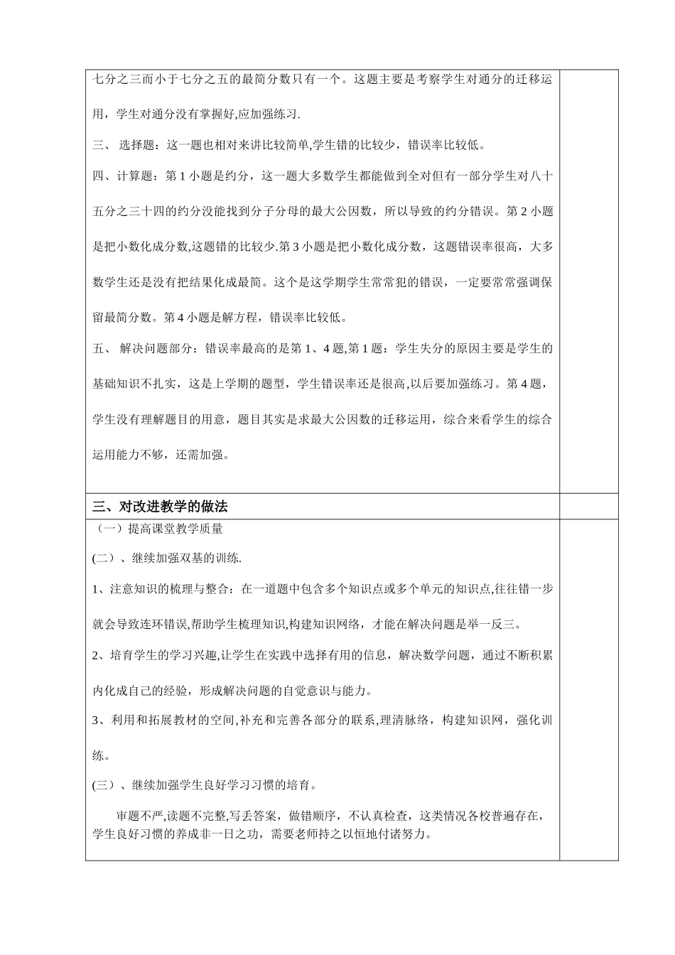 苏教版小学数学五年级下册期中考试试卷分析_第2页