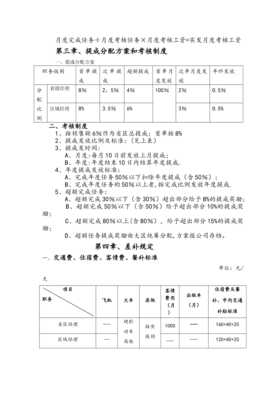 苏源薪酬及差旅和提成制度_第3页