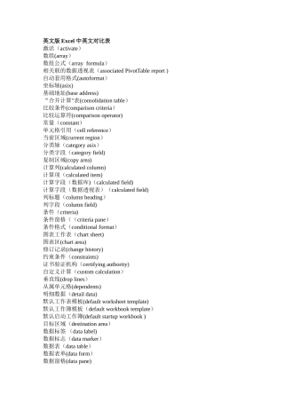 英文版Excel-中英文对照表