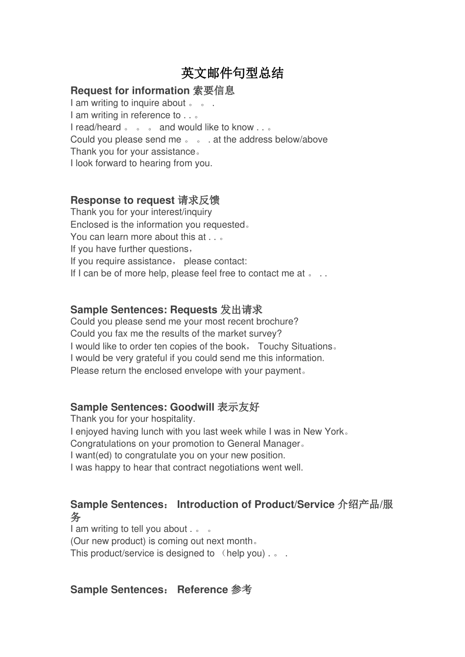 英文邮件句型总结_第1页