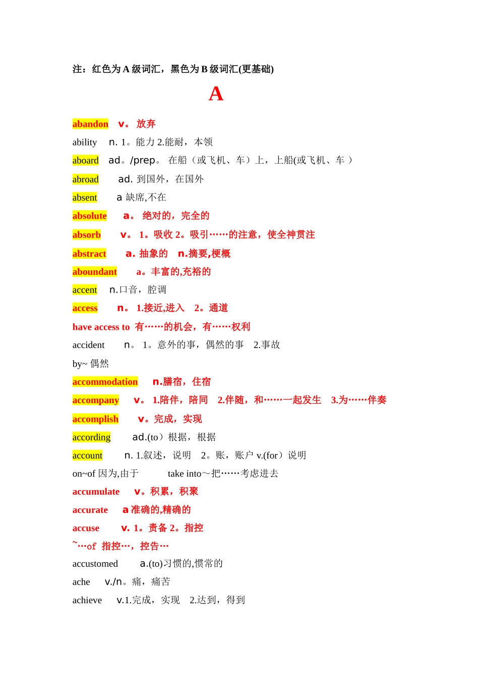 英语AB级词汇表_第1页
