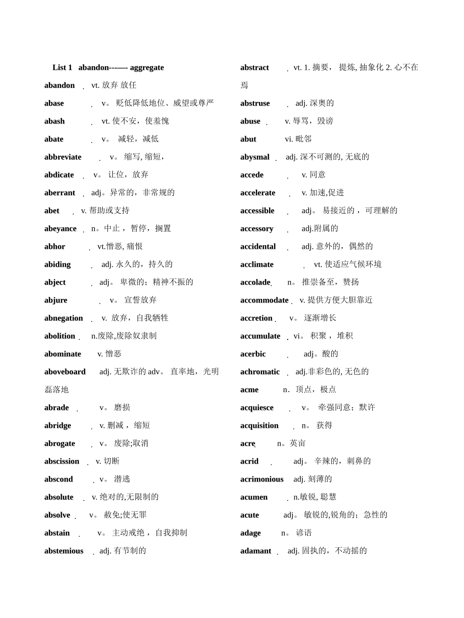 英语专业八级大纲要求词汇表_第1页