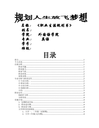 英语专业职业生涯规划书