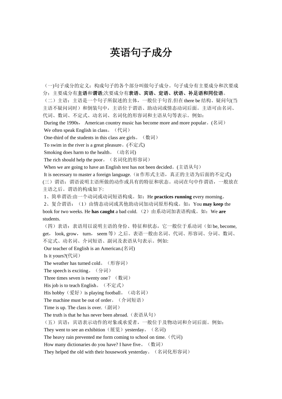 英语划分句子成分知识点总结_第1页