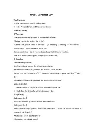 英语北师大版必修1全套教案